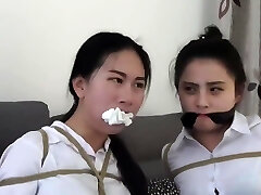 Chinese secretaries in white shirts are thoroughly gagged Chinese secretaries in white shirts are thoroughly gagged