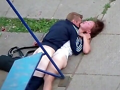 Drunk couple boink on the playground