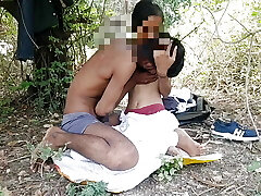 Schoolgirl having sex with a stranger in the forest