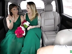 Bridesmaids were on their way to the wedding but their plans changed when they eyed a sizzling cab driver