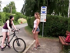 Svelte really crazy Lexi Rain turns bike fun into lesbian sex outdoors