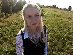 Marvelous teen schoolgirl mouth and pussy fucked on the way from school