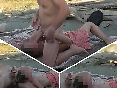 French teacher Blowjob Amateur on Naked Beach public to stranger with Cumshot People caught us P1 - MissCreamy