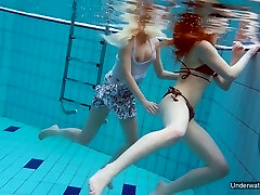 Zealous Katrin Bulbul enjoys underwater bare swimming with hot girl