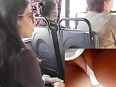 Very softcore upskirts on the Russian bus