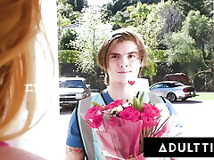 ADULT TIME - Virgin Delivery Boy Gets Tricked Into Joining Kinky ALL-MILF Switch Sides GANGBANG ORGY!