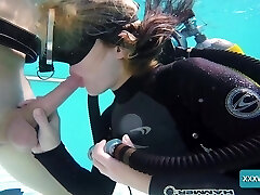Really naughty scuba diver Monica is ready to work on jizz-shotgun underwater