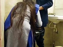 Indian college college girl in H.O.D.'s bathroom