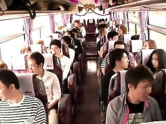 Japanese teenie groupsex action babes on a bus