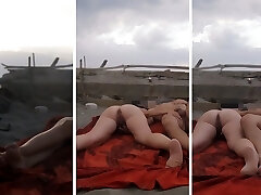 Strangers caught us masturbating on nudist beach in Maspalomas Dunes Canary with jizz flow Part 2 - MissCreamy
