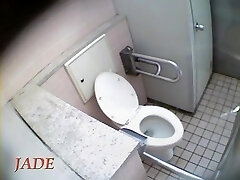 Schoolgirl talks to her bf and masturbates on toilet spy cam