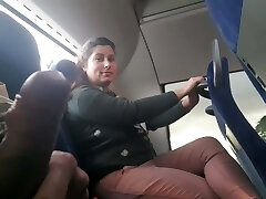 Voyeur seduces Cougar to Suck&Wank his Dick in Bus