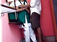 New Indian school girl fucking with her educator
