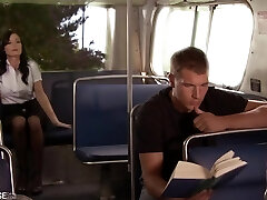 Wild vivid brunette couldn't resist and approached a handsome fellow in the public transport Wild vivid brunette couldn't resist and approached a handsome fellow in the public transport