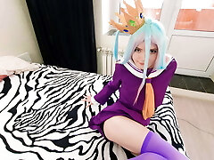 Little Shiro lost the game to her stepbrother Sora and gave herself to him, fulfilling his every whim