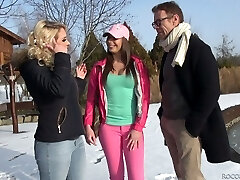 Fabulous and lovely white chick agrees to get into filthy gangbang action with folks