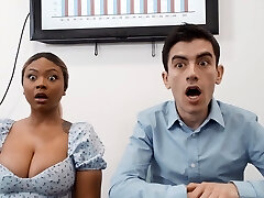 Interracial fucking in the office with mischievous Avery and Zoe
