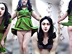 verde vestito sexy carino shemale ladyboy corpo caldo sexy ballerino cosplayer modello