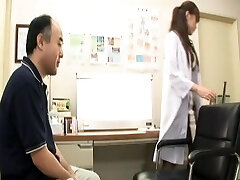 Rika Nagasawa dressed in nylon stockings enjoys while giving a handjob