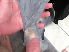 Milking my Cock with wife’s dirty panties 