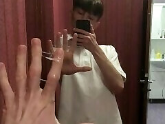Fantasy Boy beautifully Masturbation on herself at the Mirror / Big Man-meat 23cm