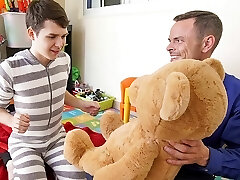 Twink Stepson And Stepdad Family Threesome With Stuffed Bear