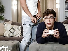 Angel Rivera Sneakily Sees Before Giving The Twink Gamer Joey Mills What He Needs, His Immense Rock Hard Cock - TWINKPOP