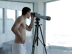 Perv peeps on his cool neighbor and strokes his long man meat Perv peeps on his cool neighbor and strokes his long man meat