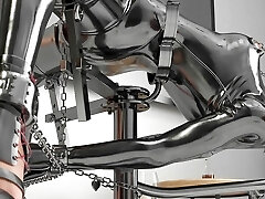 Sister in Law in Gonzo Metal Bondage and Latex Catsuit 3D BDSM Animation