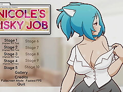 Nicole Risky Job Hentai game PornPlay Ep.4 the camgirl masturbated while staring at her boobies uncovered