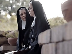 Horny nun Kenna James covets to eat wet gash in the evening