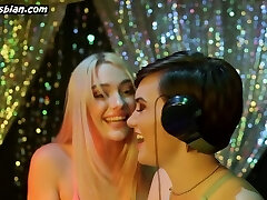 Lesbian promiscuous DJ seduces nympho 19yo dyke in 69 position