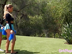 Huge-boobed cheerleader strips for 69 on the couch Huge-boobed cheerleader strips for 69 on the couch