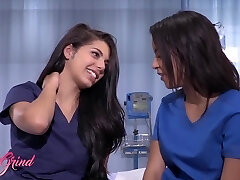 Nymphs Grind - Stunning Babe Nurses Maya Bijou And Gina Valentina Fuck Each Other In A Hospital Room