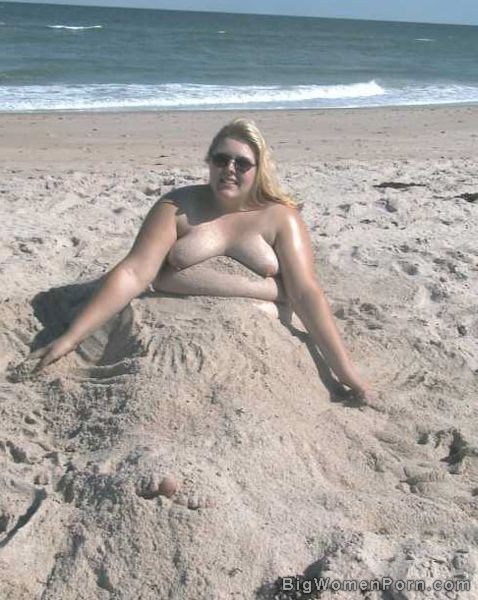 On The Beach Nudist With Bellies - Amateur nude beach BBW girl with big soft belly
