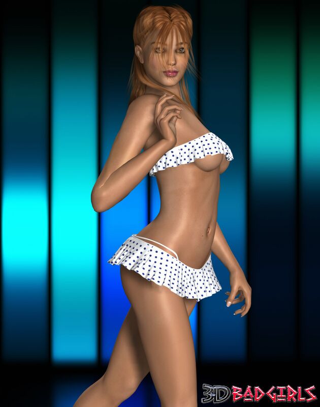 630px x 800px - Gorgeous blonde 3D emo girl Goldie showing her sexy bikini upskirt