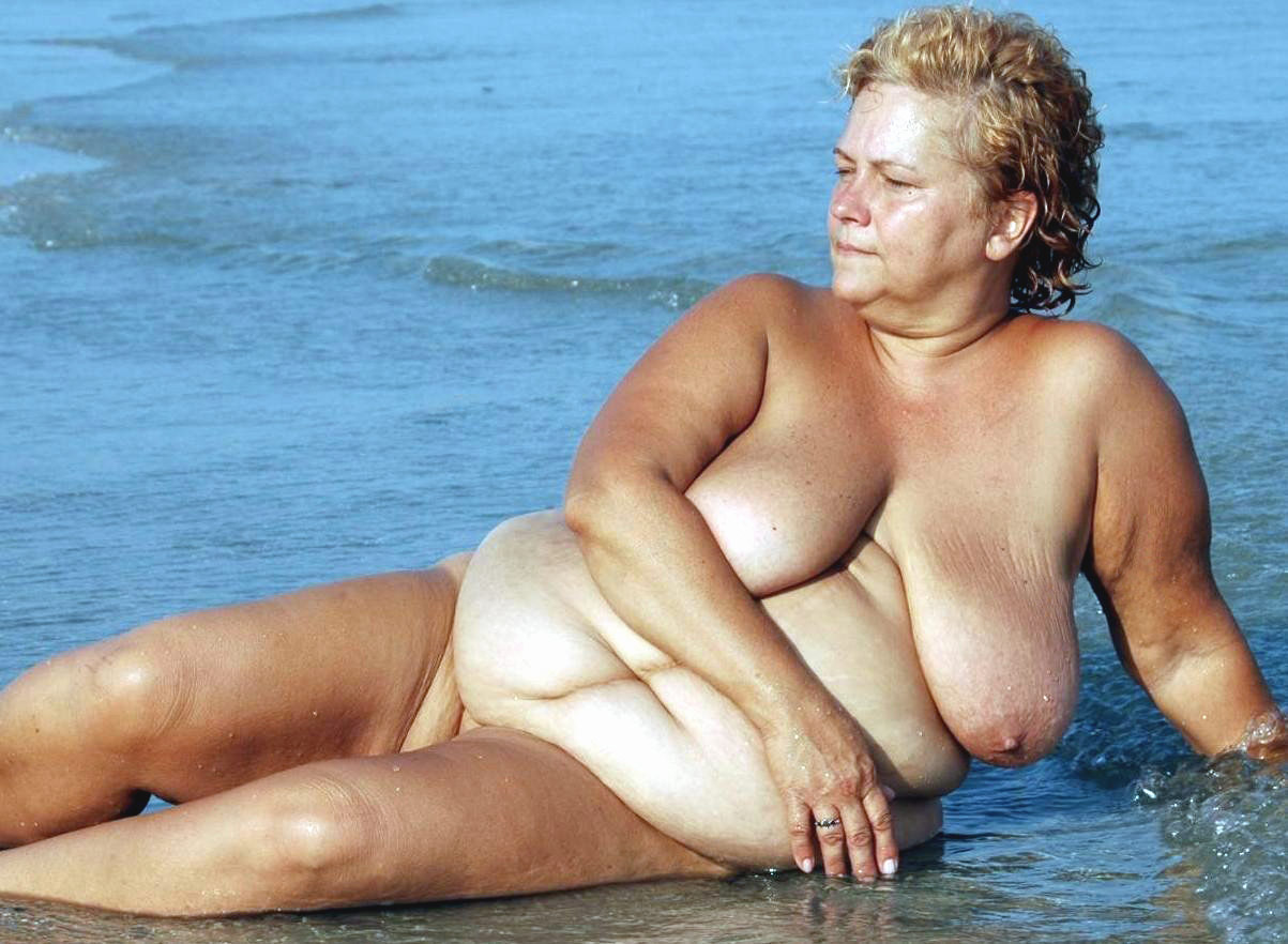 Fat women over 50 on a nudist beach