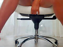 sitting on a chair in my massage japanese horny and masturbating