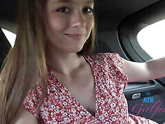 Car fother milf and naughty ride with Mira Monroe amateur in back seat blowjob filmed POV