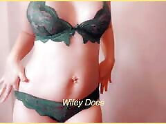 Wifey teases in some green lingerie