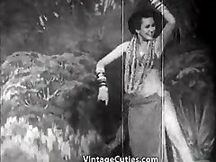 Exotic Babe Dances and Smiles 1940s flower rucci