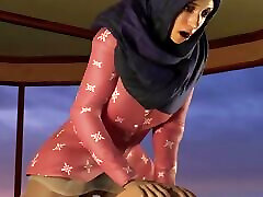 Hot Girl in a Headscarf Rides a Cock Enthusiastically Until She Cums