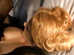 A coming ful German blonde lady gets her muff covered with warm cum
