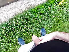 Wank at the baseball field pissing at the pond of a golf course