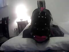 Laura is hogtied in latex catsuite and high heels, throated with a lip marido chupa verga mouth gag POV
