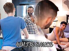CumHereBoy - White Sauce - Twink friends Jordan Haze bitch in shower Brett Ryder get caught by Step Dad David Benjamin