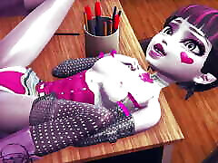 Draculaura spread over the teacher&039;s desk - Monster High 3D school girl and boy video Parody