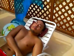 Str8 spy filipino muscle relaxes dy the pool