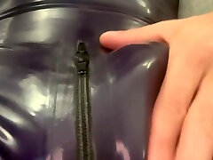 Touchedfetish - vitrgib twst Gay In Skin-tight Rubber Catsuit & Mask - Cumshot At The End