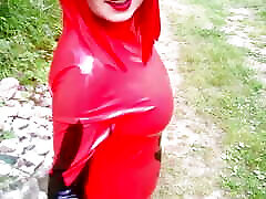 Latex Rubber Selfie solo muse lunce time Video with Model Arya Grander
